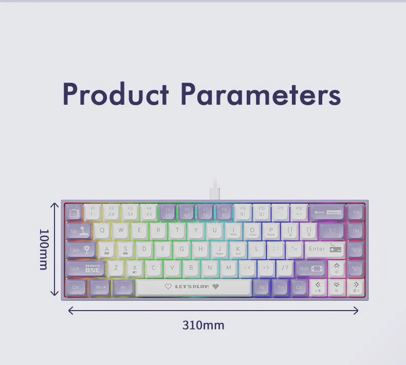 AJAZZ AK680 68 Keys Wired Mechanical Gaming Keyboard Hot Swappable Sleeve Switch RGB USB Wired 65% Layout Gaming Keyboard