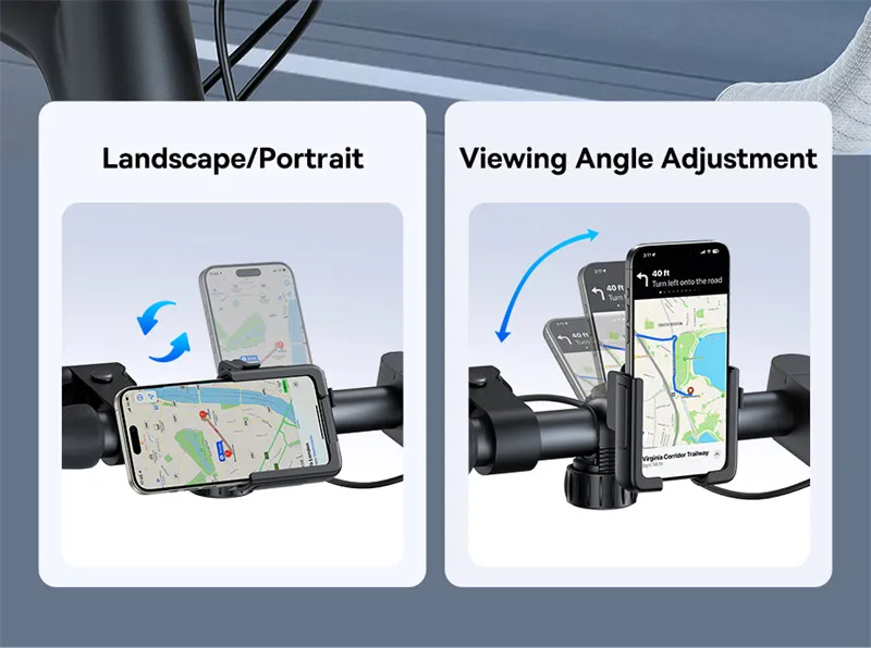 Baseus GoTrip Series Bike Phone Mount 360° Rotatable Anti-shake for 5.7''-7.2'' Mobile Phone Electric Motorcycle Scooter Holder Accessory