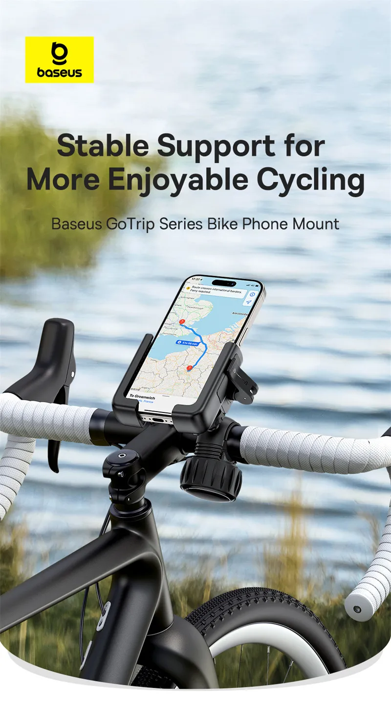 Baseus GoTrip Series Bike Phone Mount 360° Rotatable Anti-shake for 5.7''-7.2'' Mobile Phone Electric Motorcycle Scooter Holder Accessory