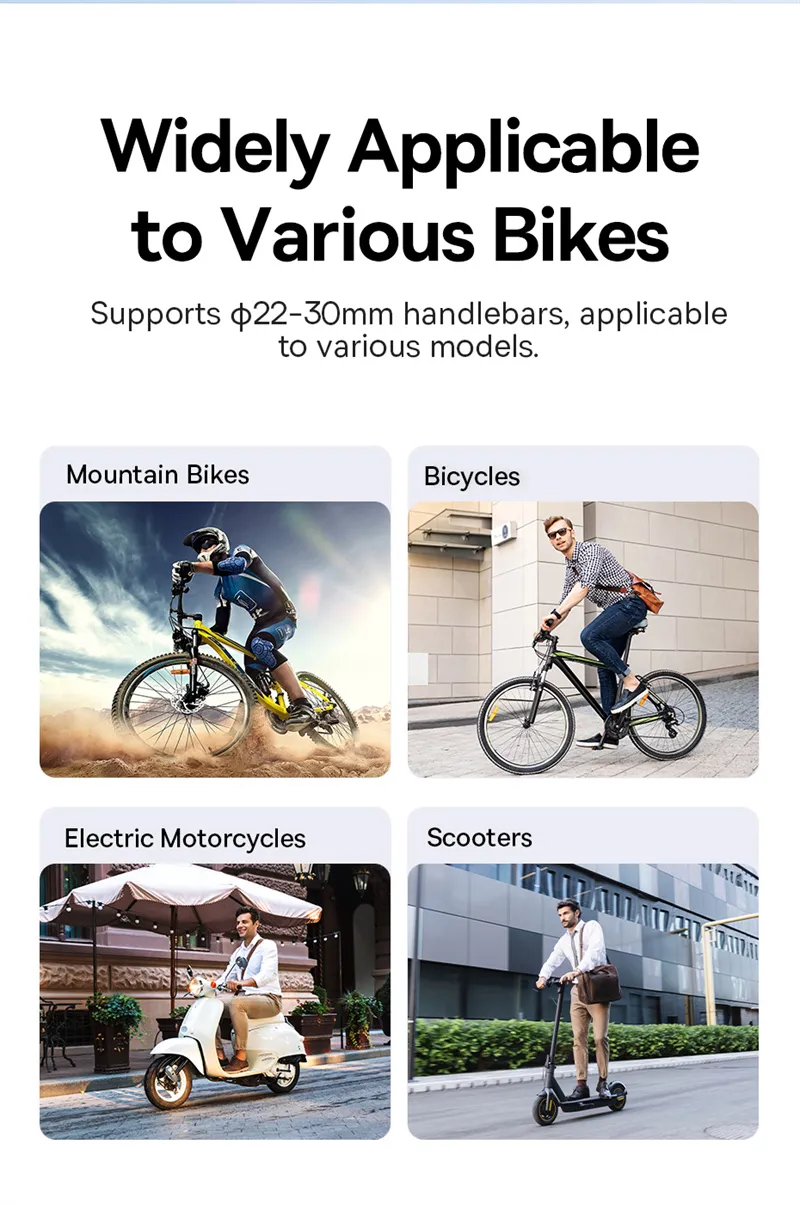 Baseus GoTrip Series Bike Phone Mount 360° Rotatable Anti-shake for 5.7''-7.2'' Mobile Phone Electric Motorcycle Scooter Holder Accessory