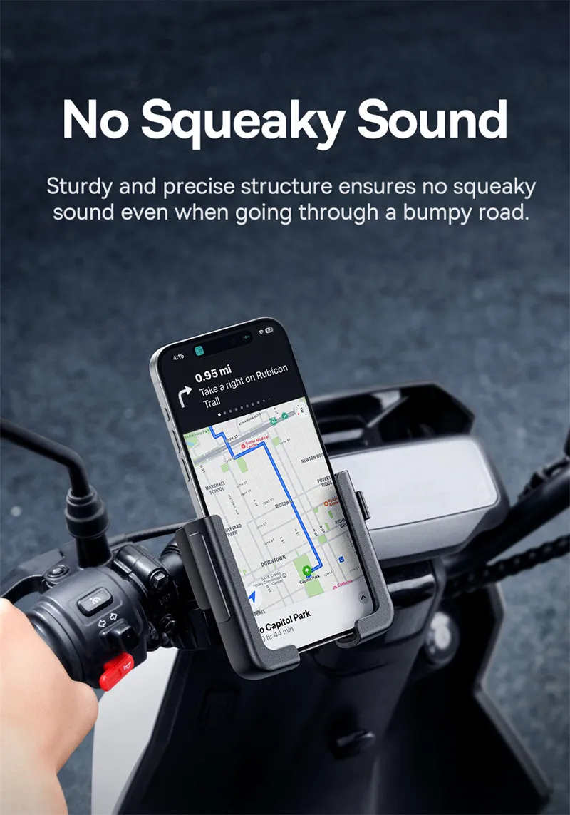 Baseus GoTrip Series Bike Phone Mount 360° Rotatable Anti-shake for 5.7''-7.2'' Mobile Phone Electric Motorcycle Scooter Holder Accessory