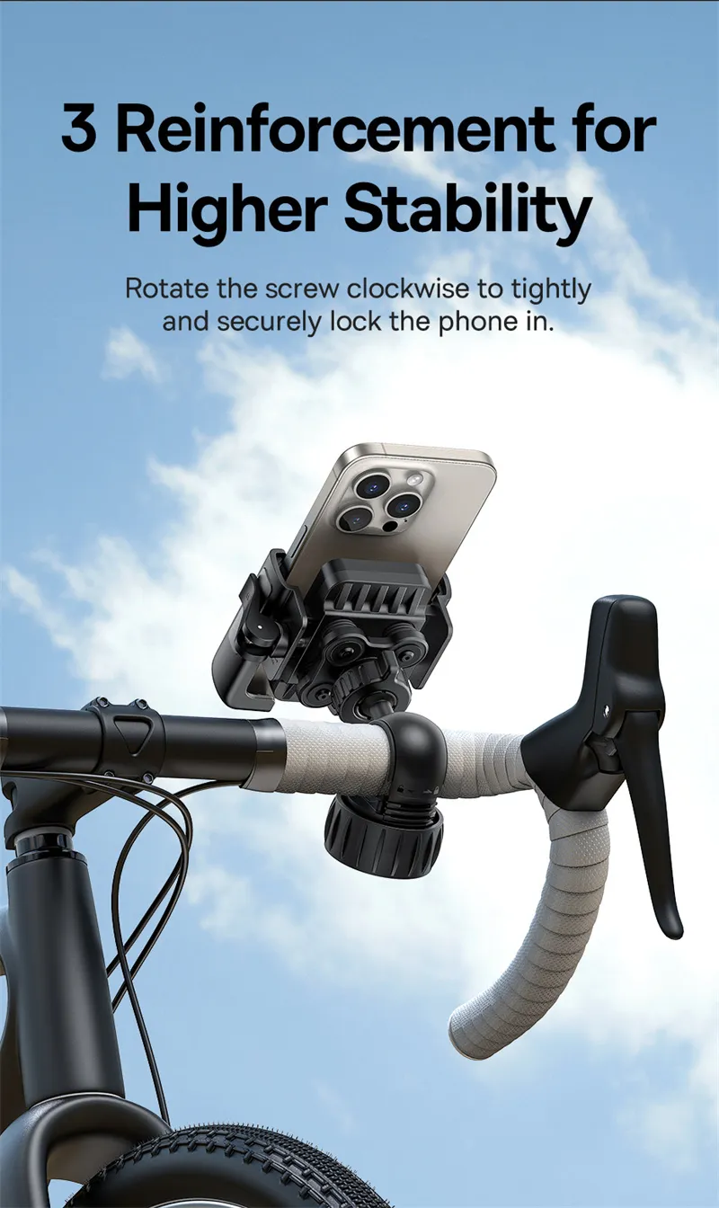 Baseus GoTrip Series Bike Phone Mount 360° Rotatable Anti-shake for 5.7''-7.2'' Mobile Phone Electric Motorcycle Scooter Holder Accessory