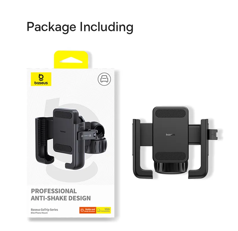 Baseus GoTrip Series Bike Phone Mount 360° Rotatable Anti-shake for 5.7''-7.2'' Mobile Phone Electric Motorcycle Scooter Holder Accessory