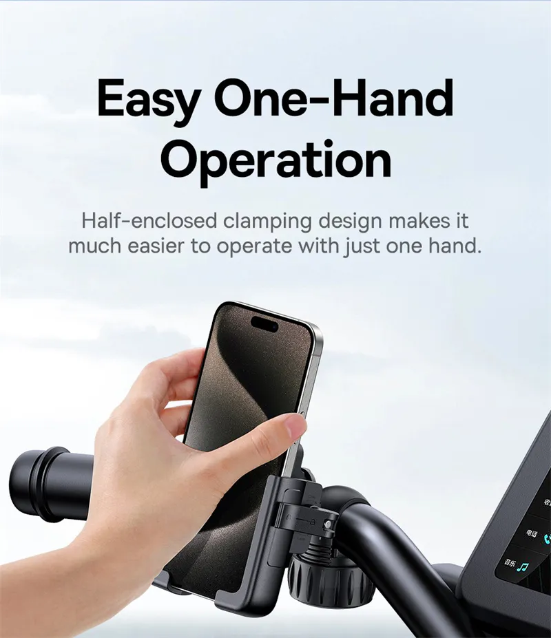 Baseus GoTrip Series Bike Phone Mount 360° Rotatable Anti-shake for 5.7''-7.2'' Mobile Phone Electric Motorcycle Scooter Holder Accessory