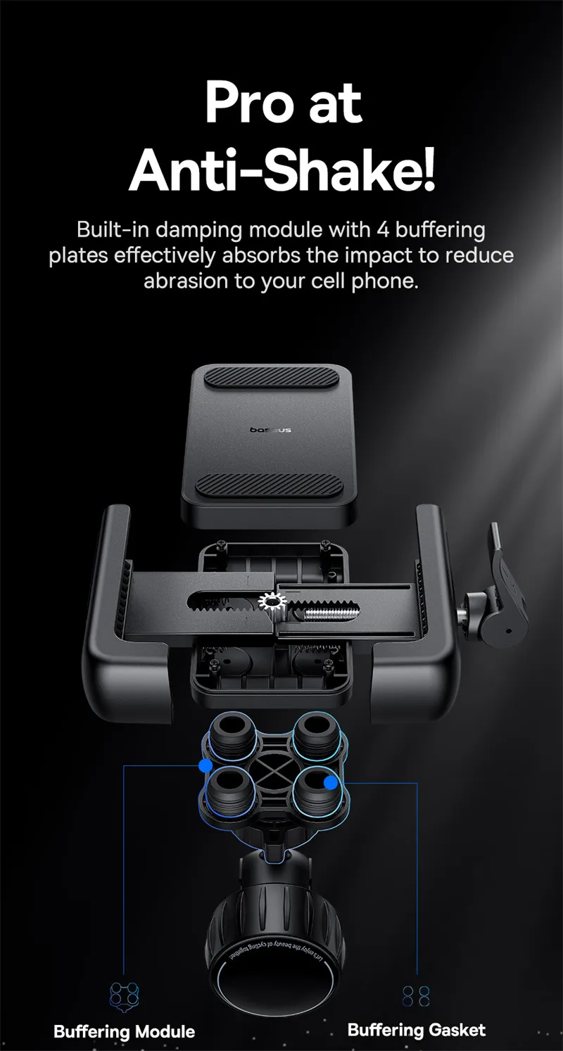 Baseus GoTrip Series Bike Phone Mount 360° Rotatable Anti-shake for 5.7''-7.2'' Mobile Phone Electric Motorcycle Scooter Holder Accessory