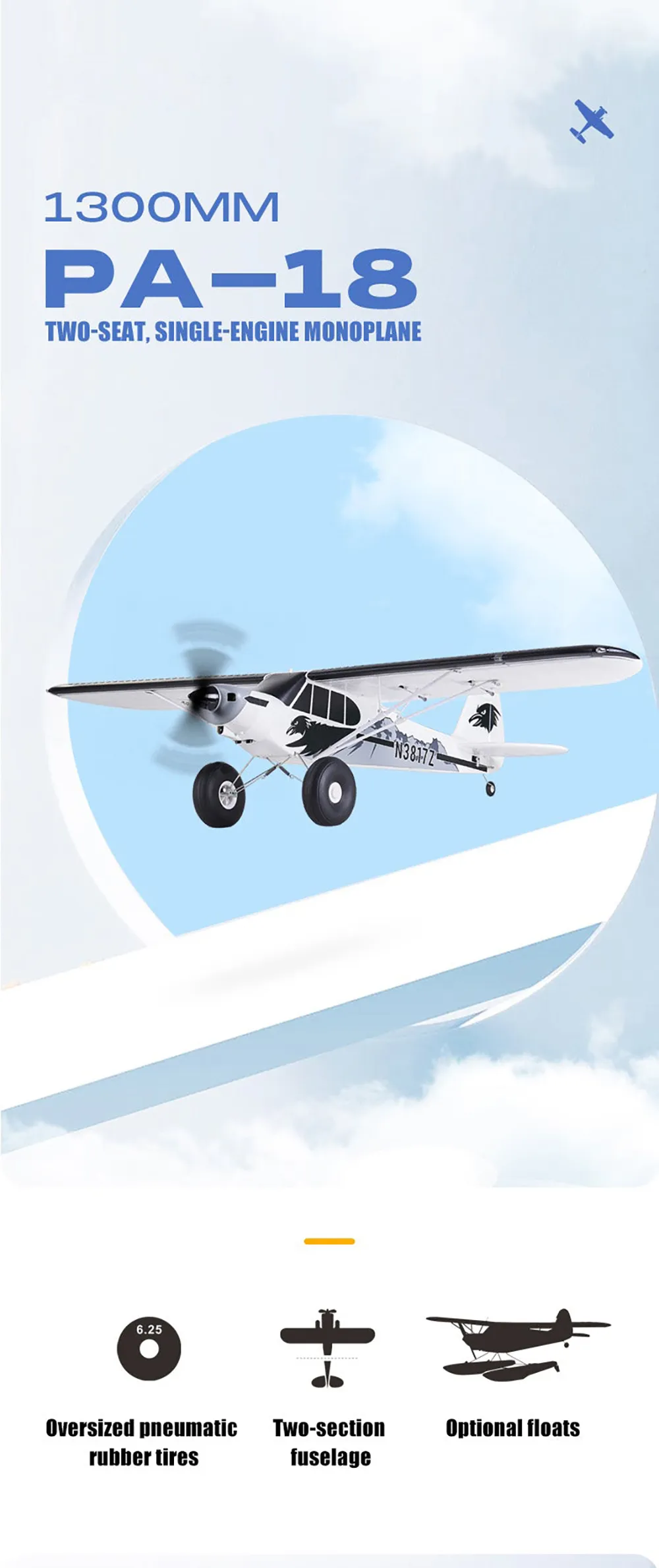 FMS 1300mm PA-18 Super Cub with Reflex V2 EPO RC Airplane PNP FMS 1300mm PA-18 Super Cub with Reflex V2 EPO RC Airplane PNP