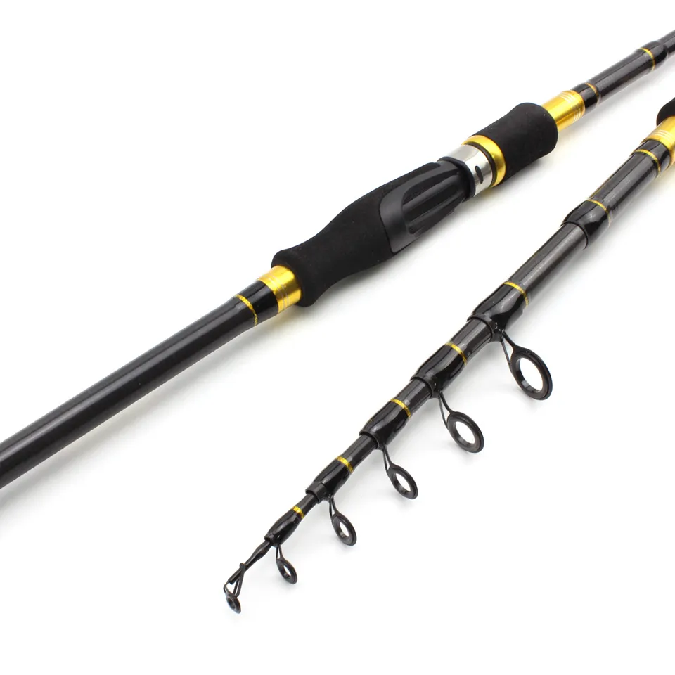 Ultra-light Carbon Spinning Lure Casting Rod Lure Telescopic Portable Fishing Rod for Baitcasting Reel