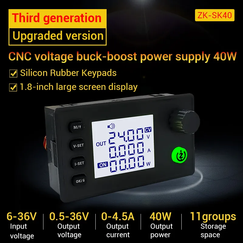 Convertitore Buck-Boost SK40/SK90 Modulo Step-Down CC CV con LCD e alimentatore stabilizzato a tensione regolabile
