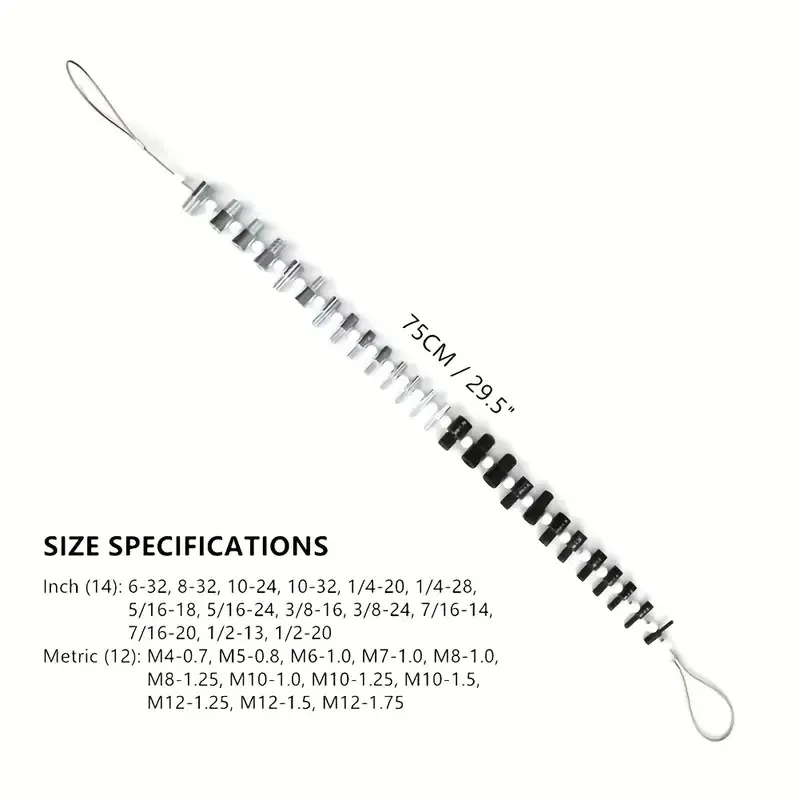 Nut & Bolt Thread Checker Inch & Metric 26 Male/Female Gauges Stainless Steel 14 Inch & 12 Metric Thread Checker