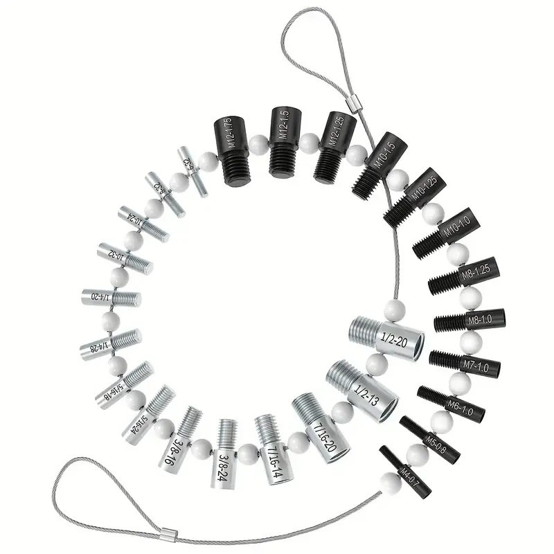 Nut & Bolt Thread Checker Inch & Metric 26 Male/Female Gauges Stainless Steel 14 Inch & 12 Metric Thread Checker