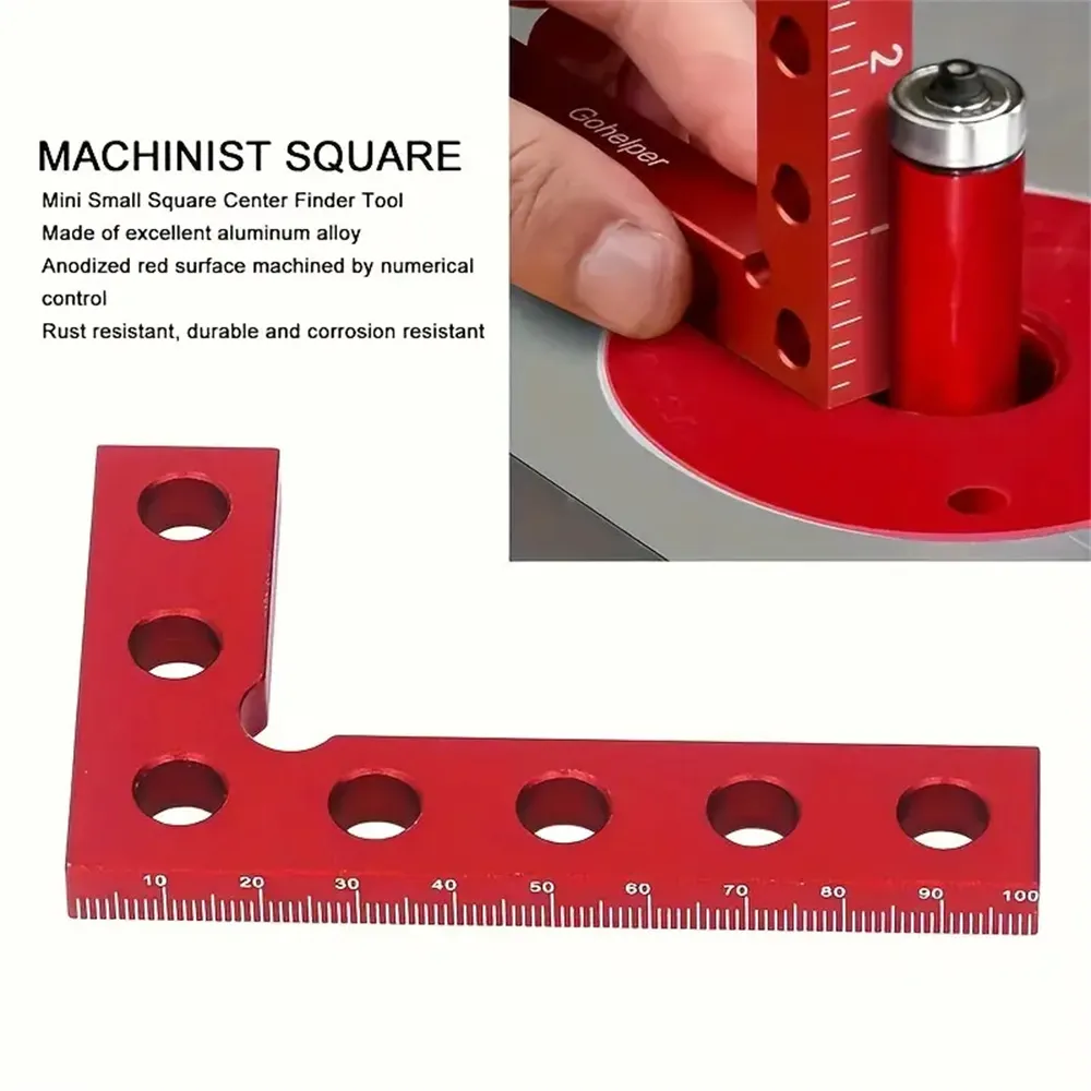 Small Square Center Finder Tool Compact 50x100mm Aluminum Alloy Mini Square Ruler Precise 90° Marking Center Finder