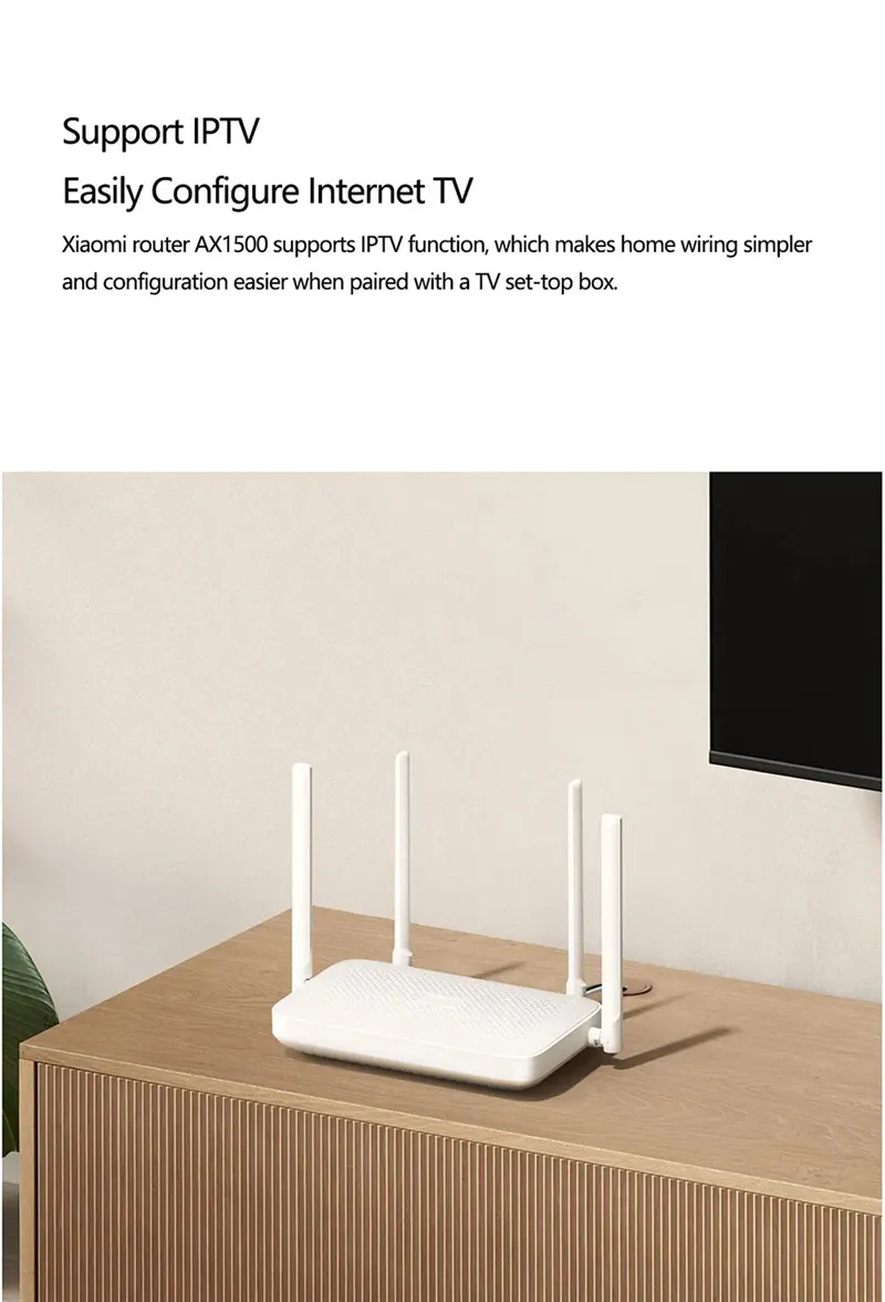 Xiaomi AX1500 WiFi 6 Router 5GHz Adaptive Gigabit Ethernet Port Support IPTV Mesh Network 1501Mbps Work for Mihome App