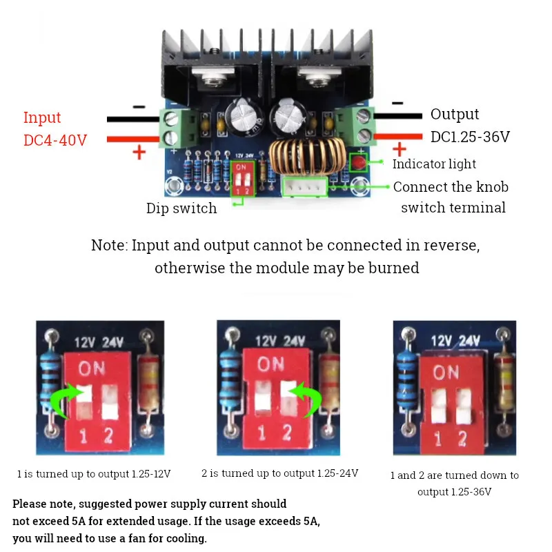 XH-M405 Step-down Regulated Power Supply Module DC-DC PWM Adjustable Board 8A High-power 200W XL4016 Chip