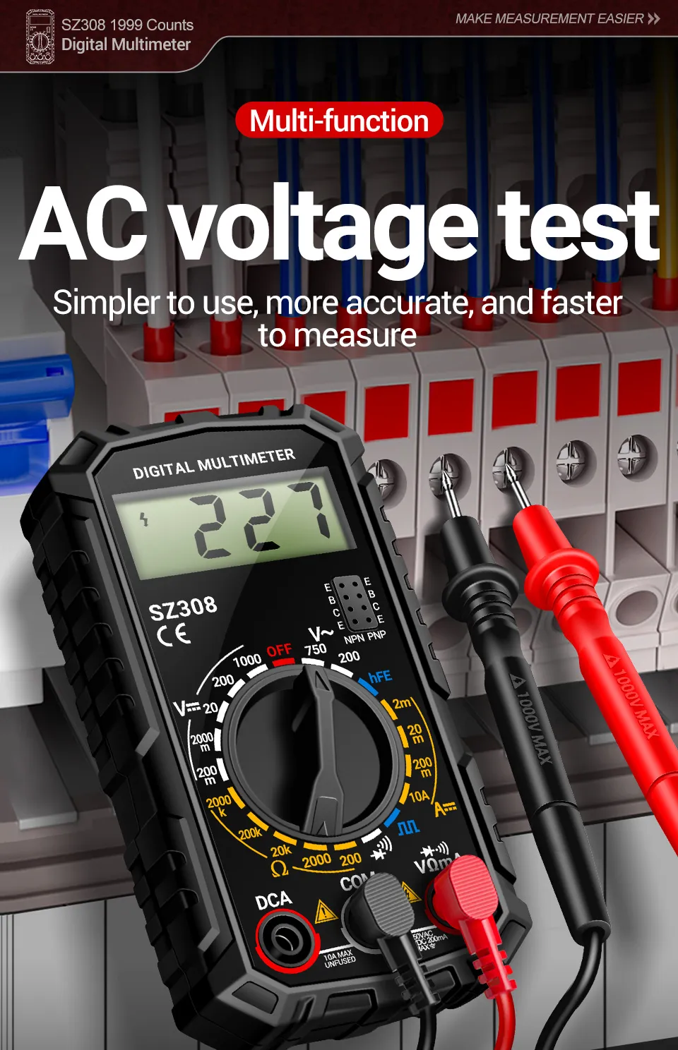 ANENG Professional Digital Multimeter High Precision AC/DC Voltage Current Resistance Tester with Low Battery Indication ABS Material Ideal for Electrician Maintenance Tasks ANENG Professional Digital Multimeter High Precision AC/DC Voltage Current Resistance Tester with Low Battery Indication ABS Material Ideal for Electrician Maintenance Tasks
