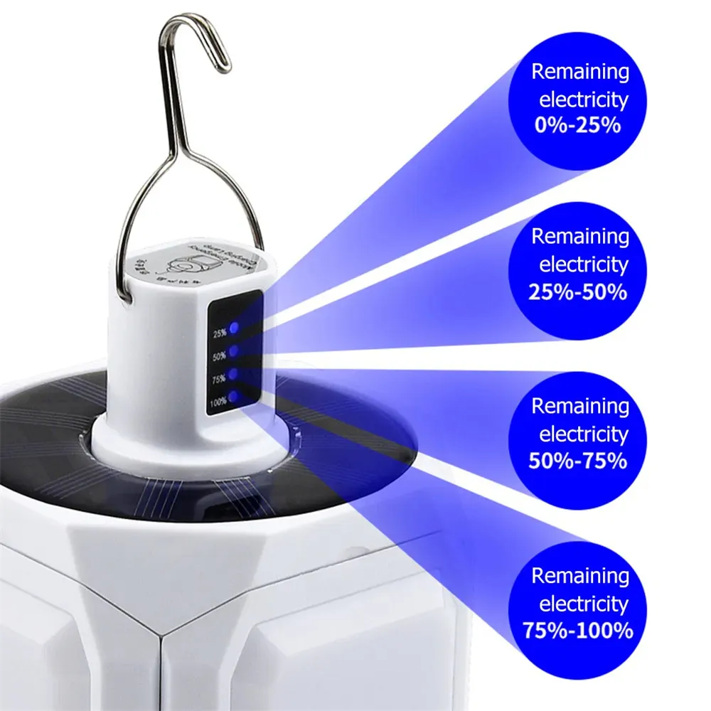60LED Camping Light USB Rechargeable Bulb with Hook Multifunctional Outdoor Tent Emergency Hiking Portable Lanterns