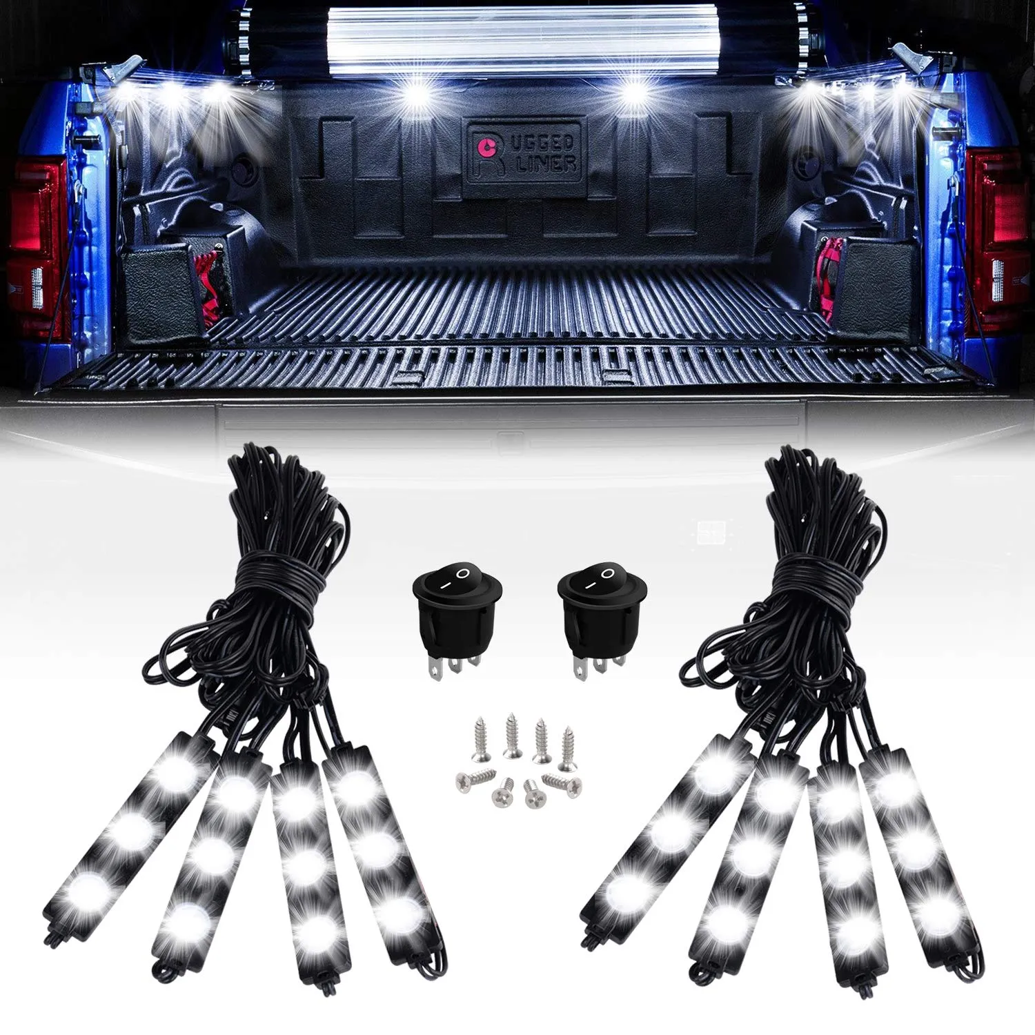 8PCS 24LED Rock Light for Cargo Truck Pickup Bed Off Road Under Car Side Marker LED Rock IP67 Waterproof