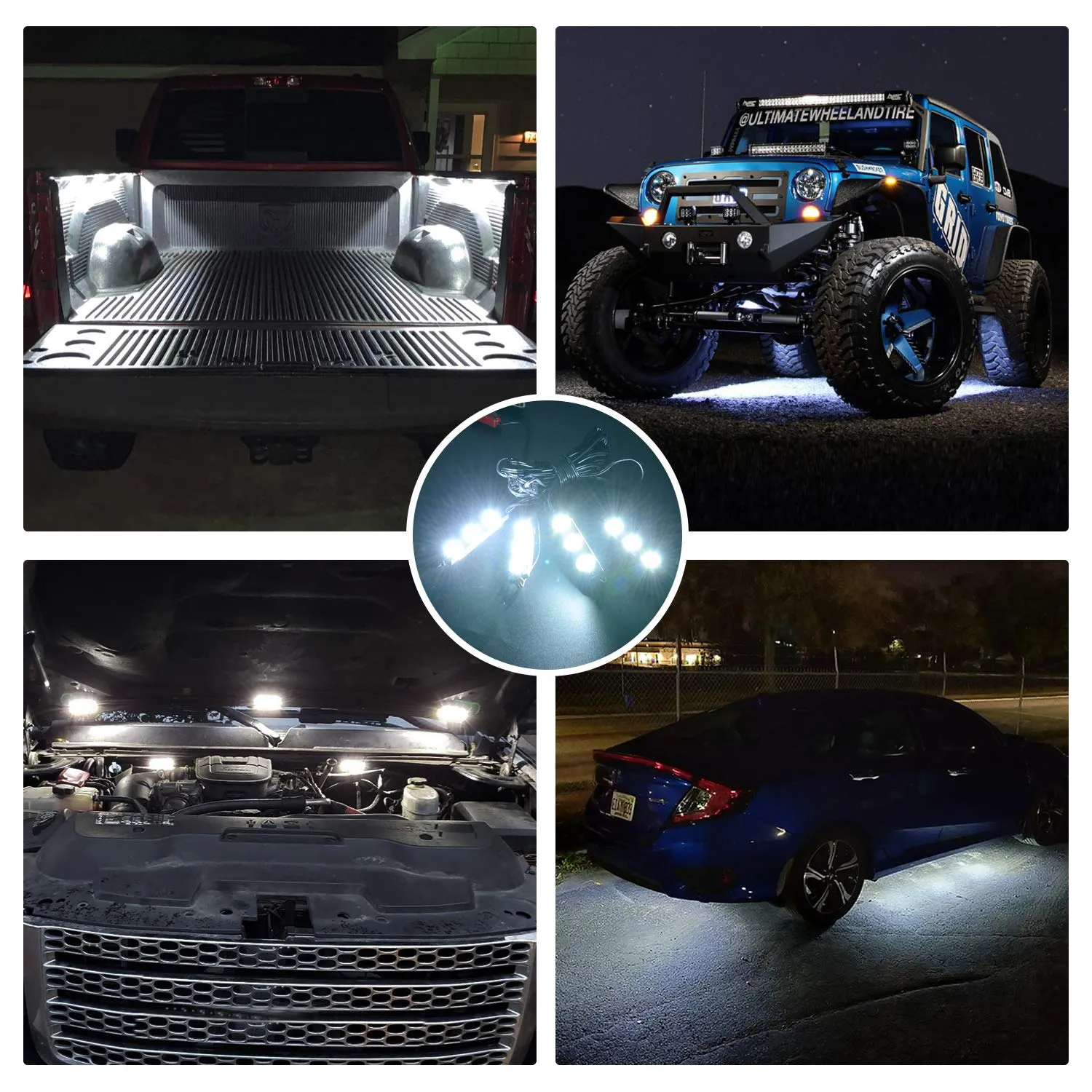 8PCS 24LED Rock Light for Cargo Truck Pickup Bed Off Road Under Car Side Marker LED Rock IP67 Waterproof