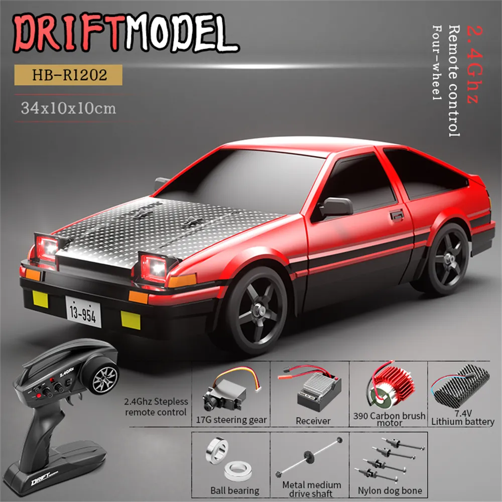 HB Toys RTR R1201/02/03/04 1/12 2.4G 4WD Drift AE86 RC Car Gyro Full Proportional LED Light High Speed Racing On-Road Vehicles Models Toys HB Toys RTR R1201/02/03/04 1/12 2.4G 4WD Drift AE86 RC Car Gyro Full Proportional LED Light High Speed Racing On-Road Vehicles Models Toys