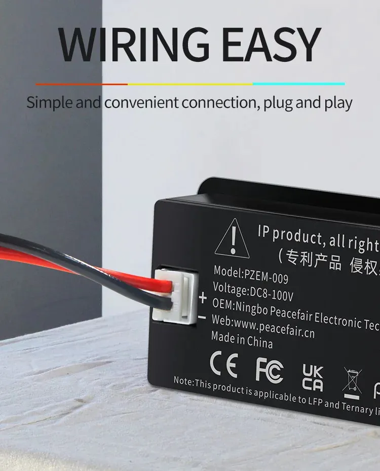 Peacefair Battery Capacity Tester Waterproof Digital LCD Voltmeter Voltage Indicator Meter 12V 24V 36V 48V 72V For Car