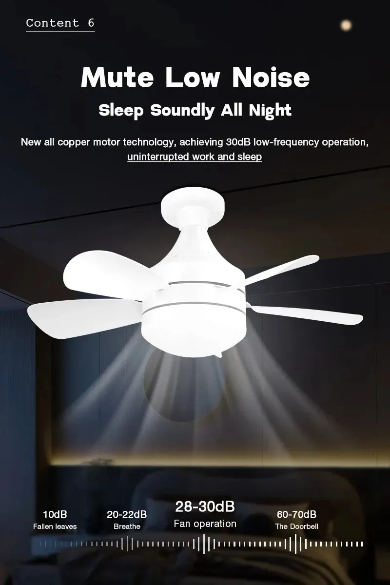 18 Inch E27 Screw Head Fan Light Remote Control Three Color Dimming Detachable Fan Leaf Household Silent Small Fan Light
