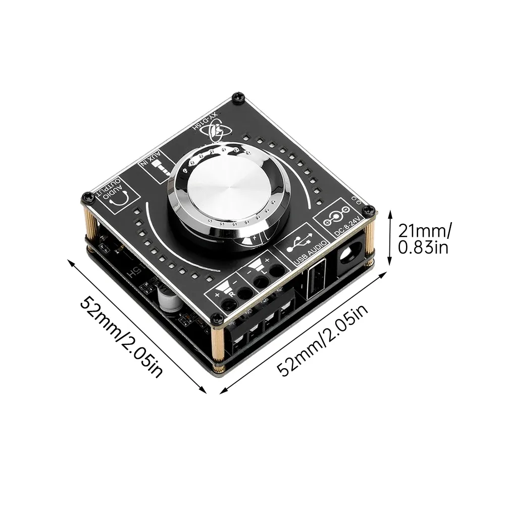 XY-D15H DC8-24V Stereo BT Audio Amplifier Board Module Digital Amplifier with Spectral Volume 2X10W/15W/20W