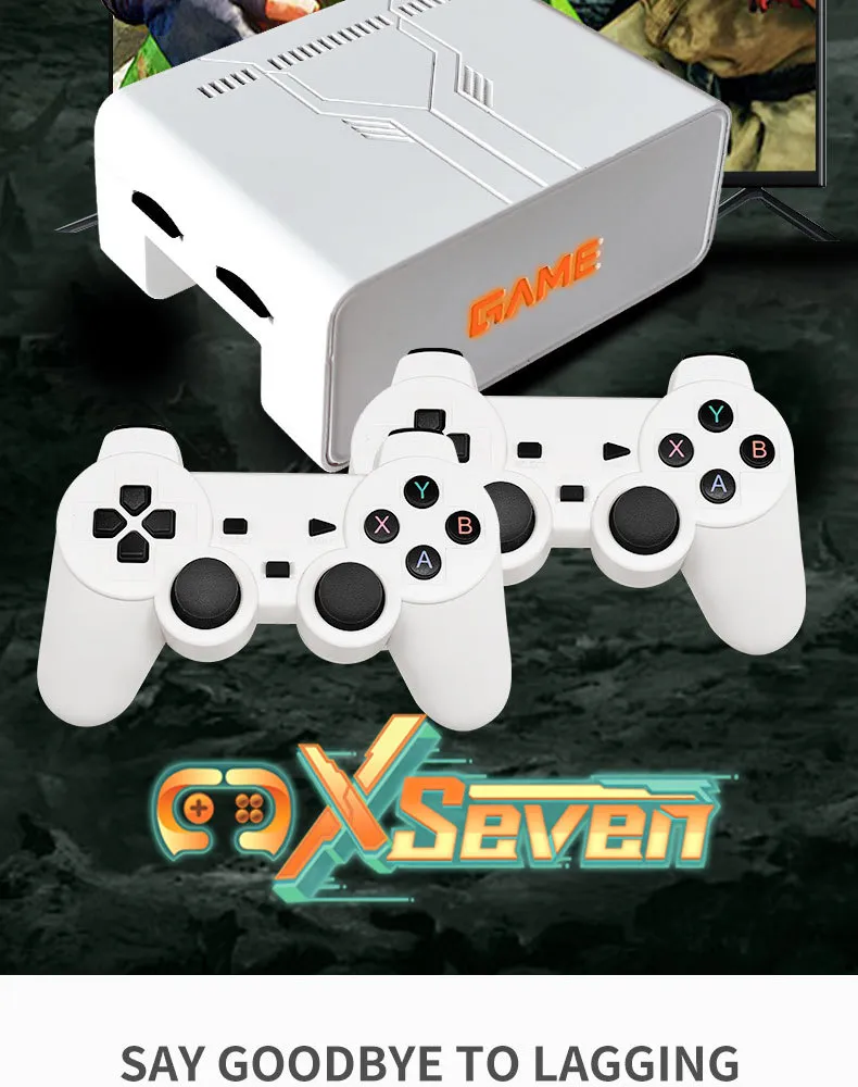 X7 Magic TV Game Console Linux Portable Video Game box Console 2.4G Wireless Tv Stick Retro For PSP Family 4K 64+256G 12000 GAMES With bracket