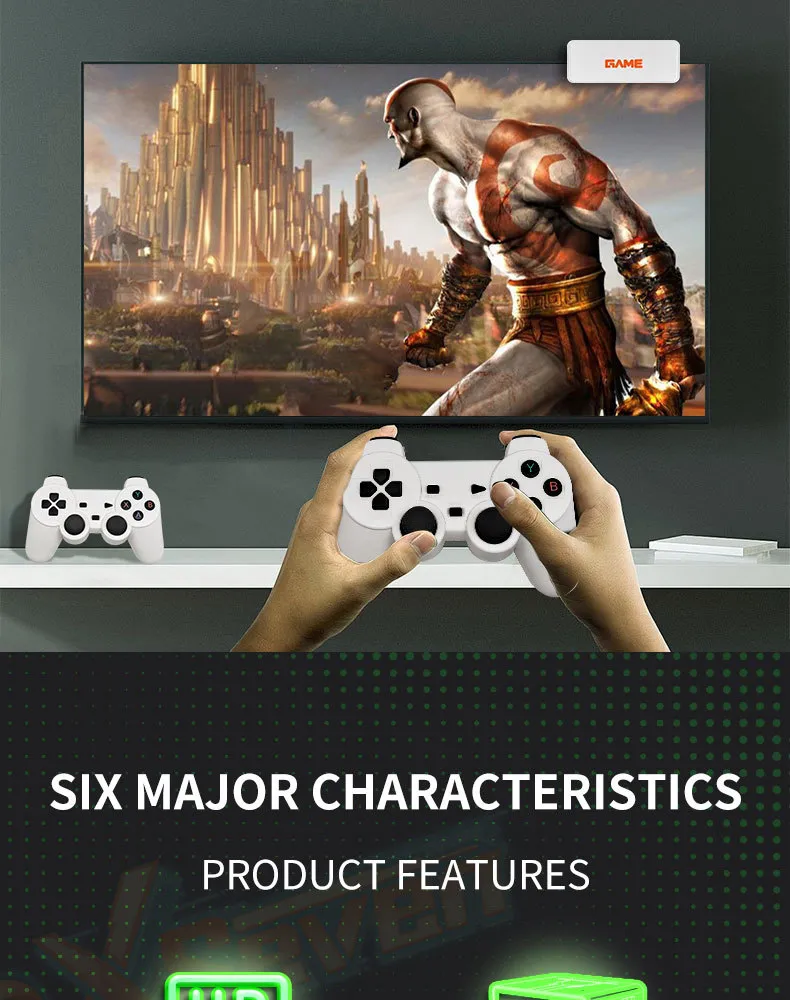 X7 Magic TV Game Console Linux Portable Video Game box Console 2.4G Wireless Tv Stick Retro For PSP Family 4K 64+256G 12000 GAMES With bracket