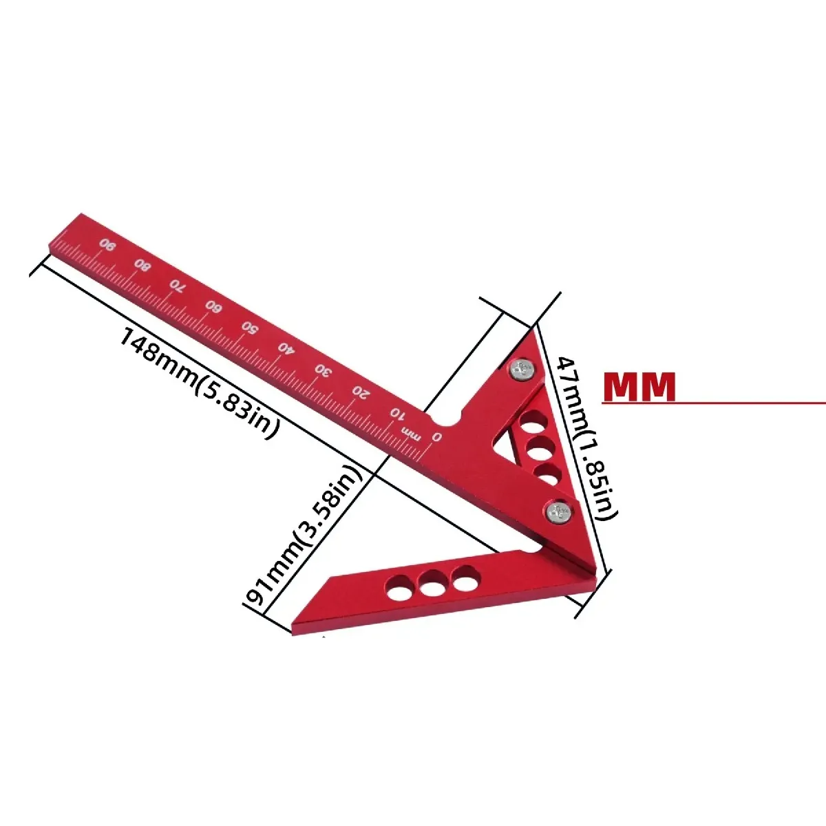 Aluminum Model Center Finder Woodworking Square 45/90 Degree Metric Right Angle Line Gauge Enduring Scribe Carpenter Ruler Wood Measuring Tool