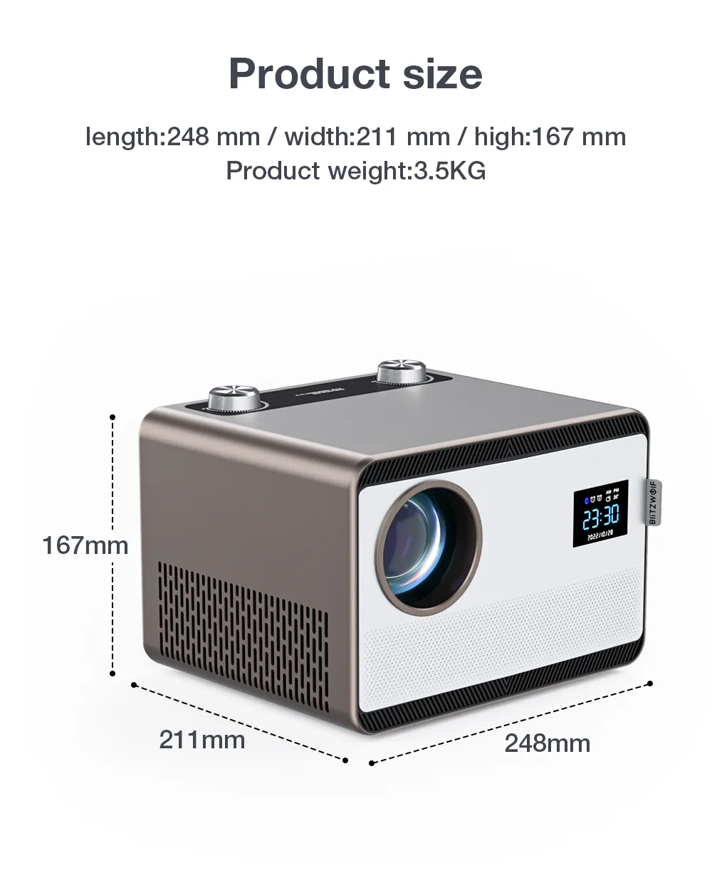 BlitzWolf® BW-V7 Android 4K Projector 850 ANSI Lumens Auto Focus Auto Keystone Correction Native 1080P Android 9.0 OS Bluetooth5.0 Home Theater Outdoor Movie BlitzWolf® BW-V7 Android 4K Projector 850 ANSI Lumens Auto Focus Auto Keystone Correction Native 1080P Android 9.0 OS Bluetooth5.0 Home Theater Outdoor Movie