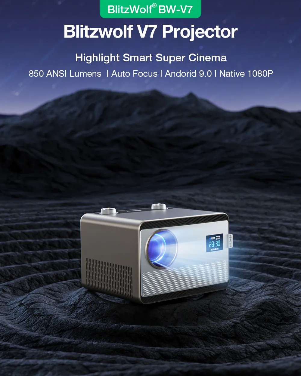 BlitzWolf® BW-V7 Android 4K Projector 850 ANSI Lumens Auto Focus Auto Keystone Correction Native 1080P Android 9.0 OS Bluetooth5.0 Home Theater Outdoor Movie BlitzWolf® BW-V7 Android 4K Projector 850 ANSI Lumens Auto Focus Auto Keystone Correction Native 1080P Android 9.0 OS Bluetooth5.0 Home Theater Outdoor Movie