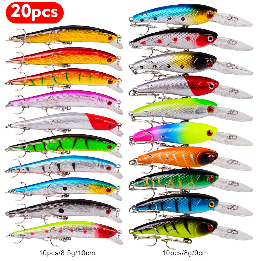 20PCS Fishing Lure Set 9-10cm Artificial Carp Fishing Lures Kit 20PCS Fishing Lure Set 9-10cm Artificial Carp Fishing Lures Kit