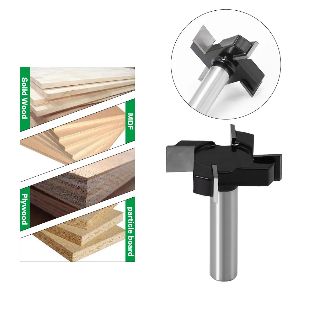1/2 Inch 12mm Shank CNC Spoilboard Surfacing Router Bit 4 Wings Slab Flattening Router Bit Planing Bit Wood Planing Bit