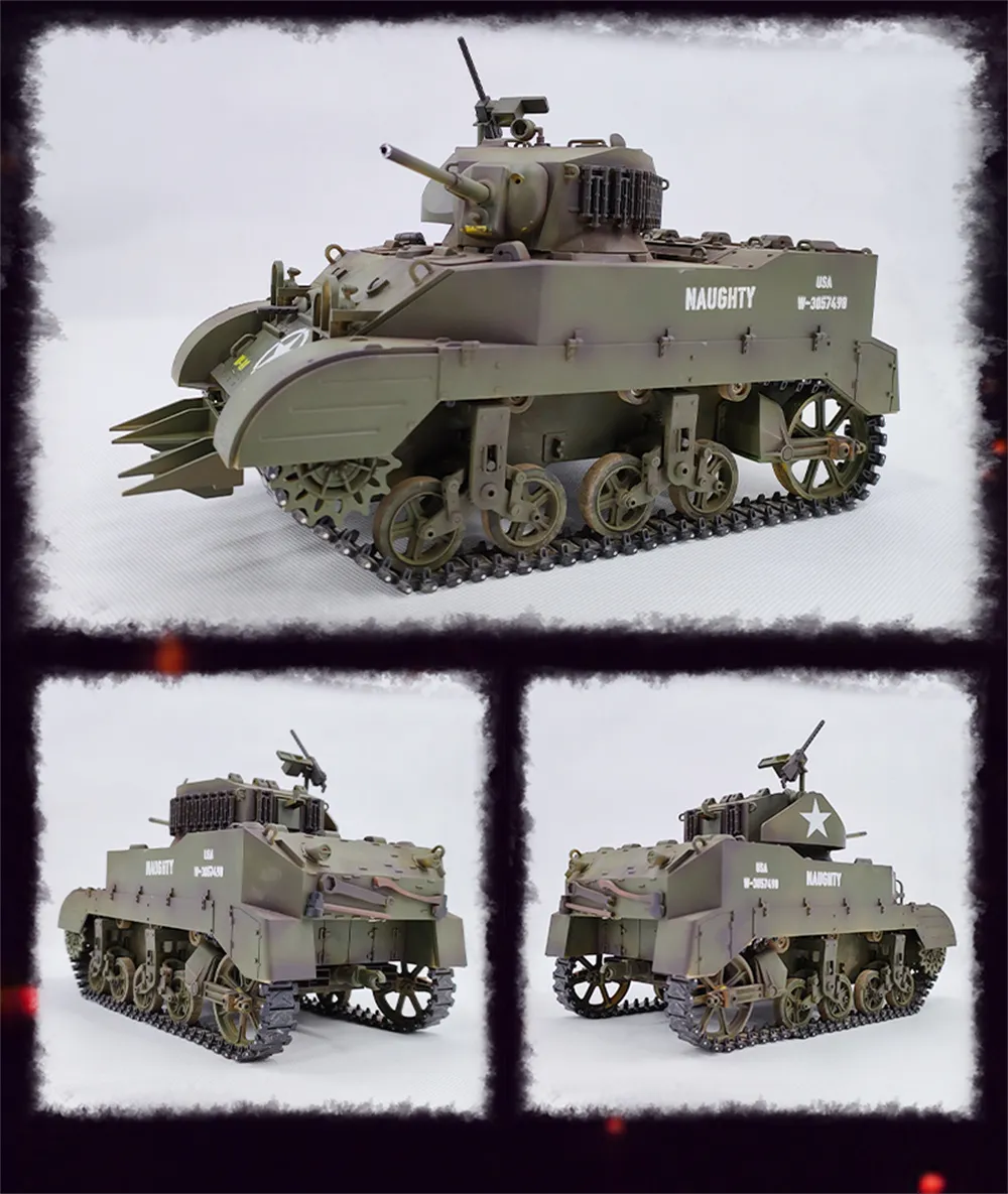 COOLBANK M5A1 1/16 2.4G RC Tank Sound Recoil Shooting Simulated Vehicles Models RTR Toys