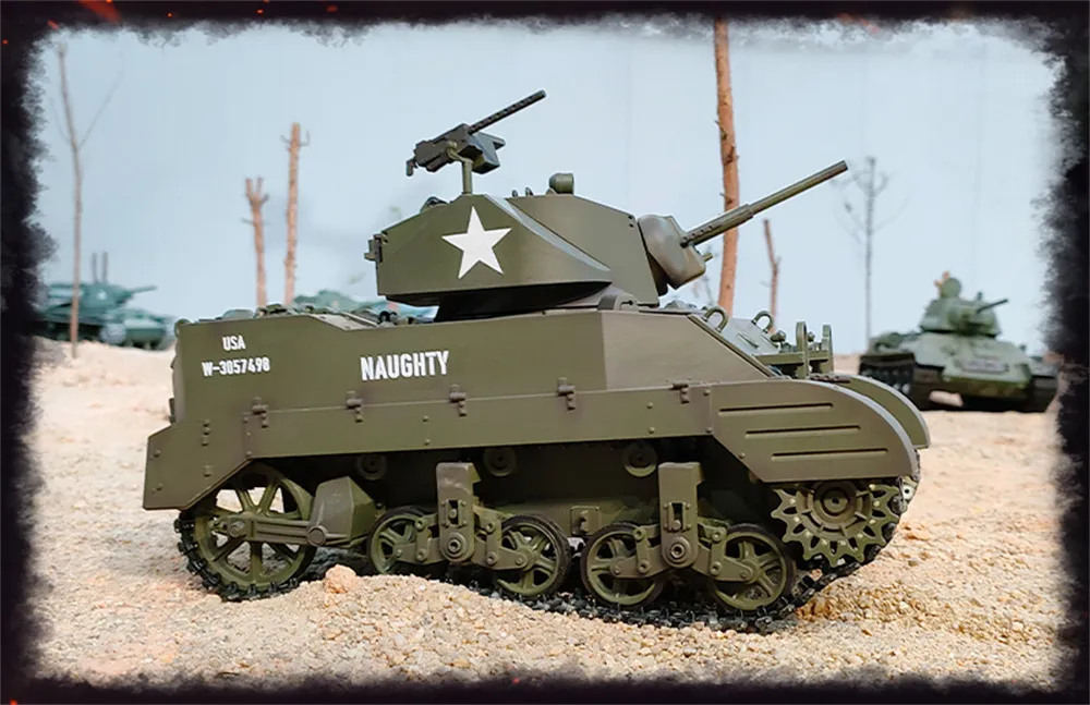 COOLBANK M5A1 1/16 2.4G RC Tank Sound Recoil Shooting Simulated Vehicles Models RTR Toys