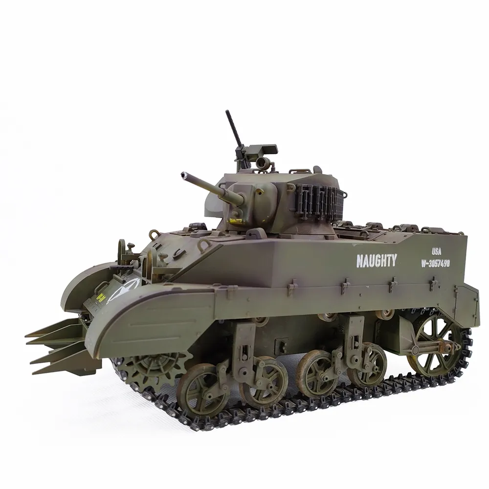 COOLBANK M5A1 1/16 2.4G RC Tank Sound Recoil Shooting Simulated Vehicles Models RTR Toys