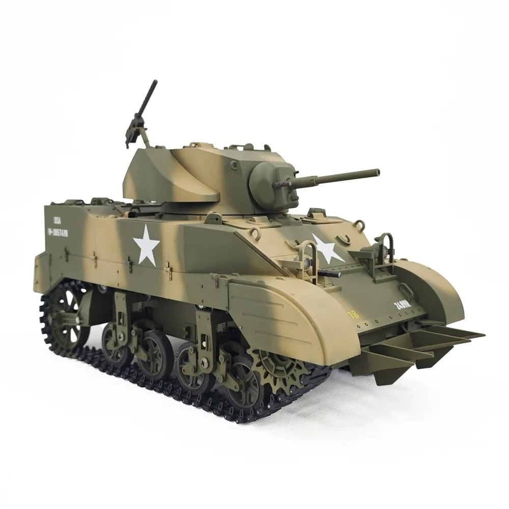 COOLBANK M5A1 1/16 2.4G RC Tank Sound Recoil Shooting Simulated Vehicles Models RTR Toys