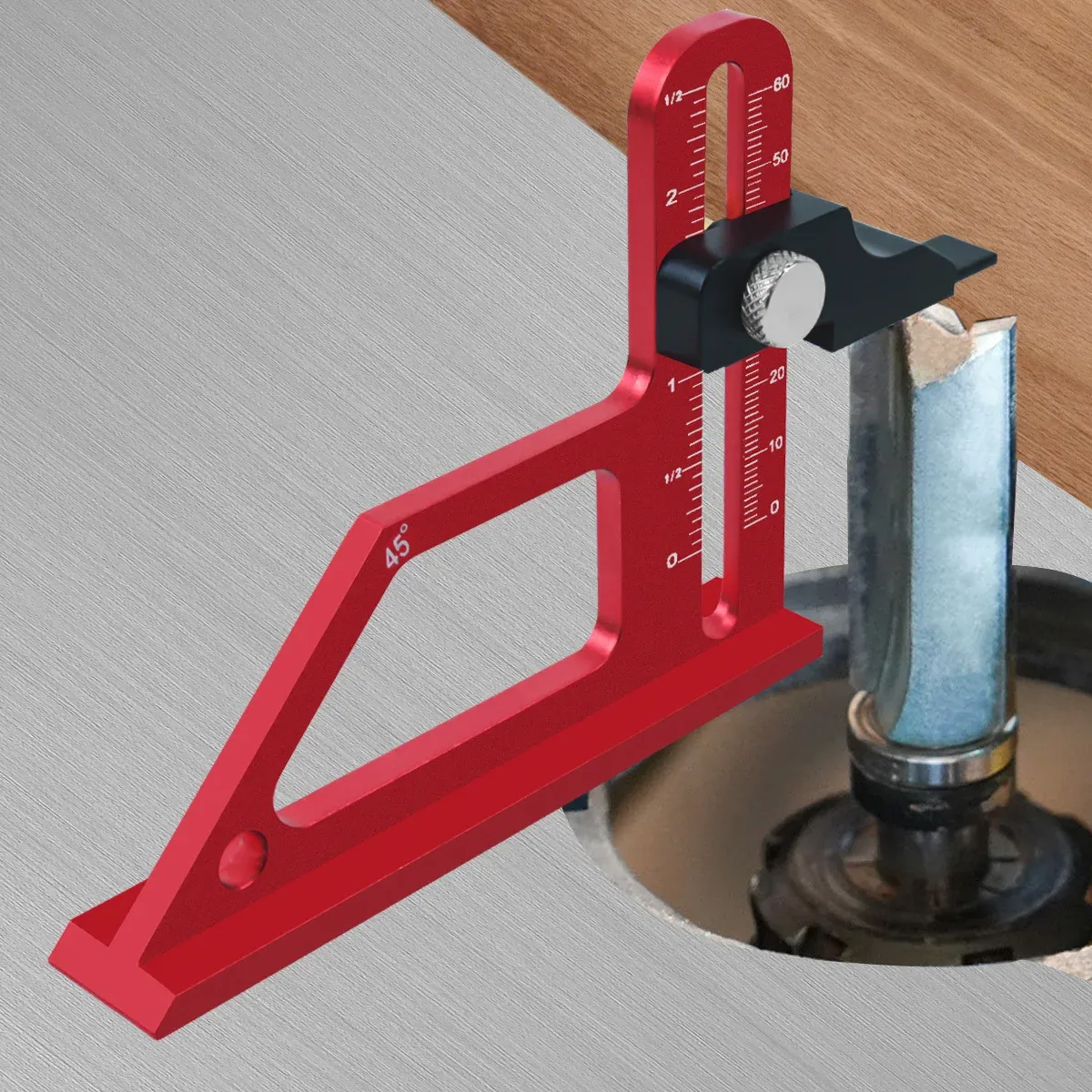 Adjustable Table Saw Depth Gauge 0-60mm with Metric and Inch Scale Aluminum Installing Blade Router Bits Height Measuring Gauge