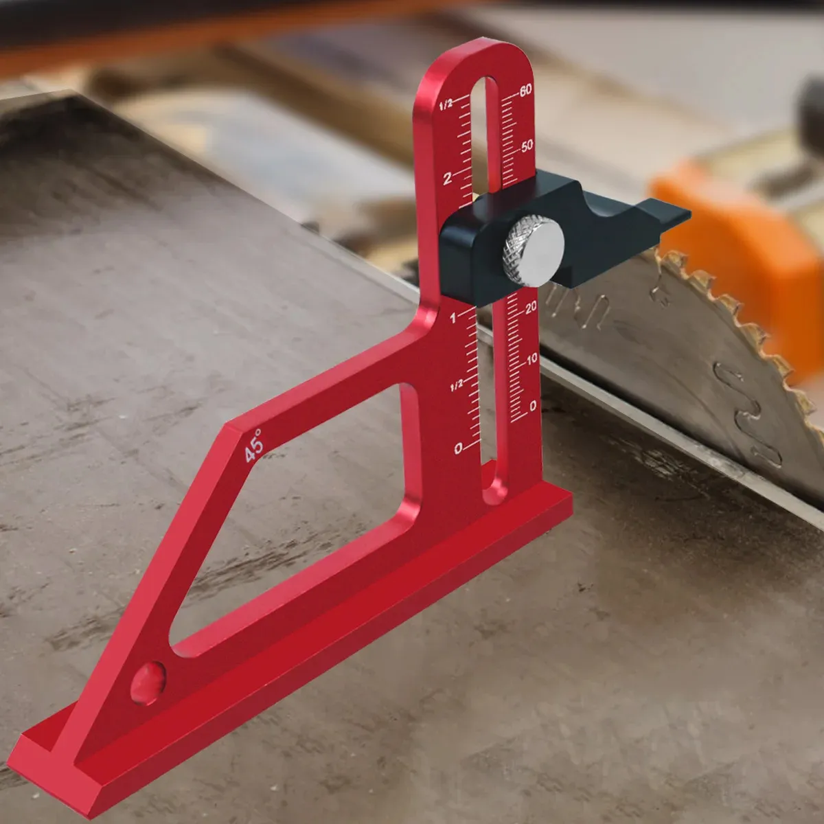 Adjustable Table Saw Depth Gauge 0-60mm with Metric and Inch Scale Aluminum Installing Blade Router Bits Height Measuring Gauge