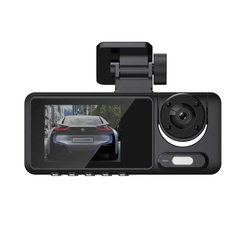 3 Lens Car Driving Recorder Dash Cam 1080p HD Night Vision 2.0 Inch Hidden Three-Record Car Camera with 64G Memory Card