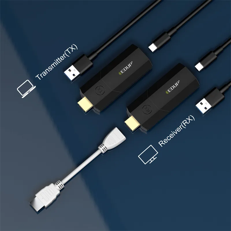 EDUP 4K HD Transmitter Receiver Kit Wireless Extender Display Dongle Adapter Plug and Play for PS4 TV Laptop Projector Monitor