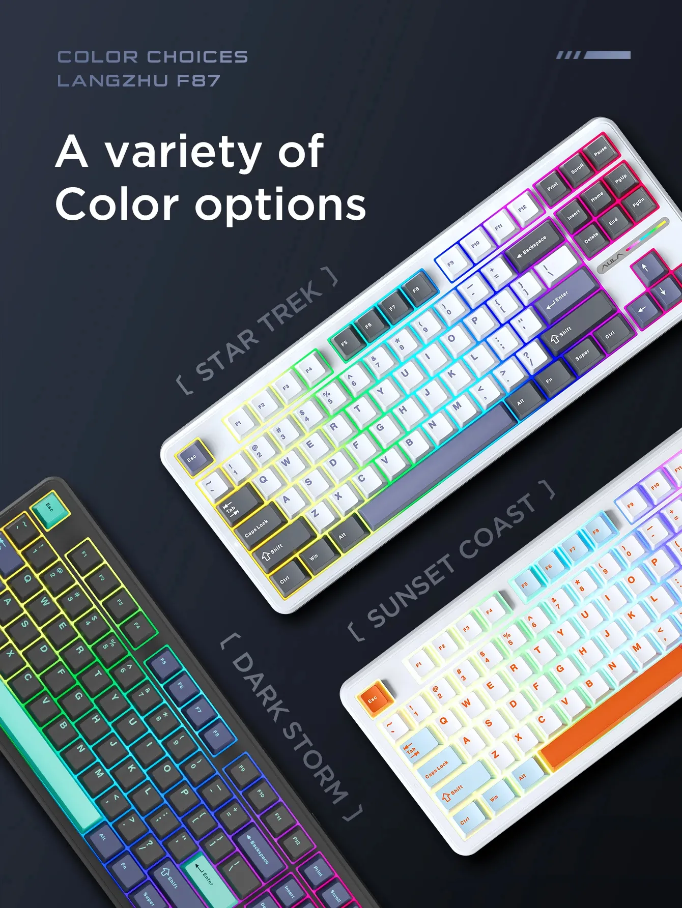 AULA F87 Pro Star Trek Mechanical Gaming Keyboard Tri-mode 87 Keys Hotswap RGB PBT Gasket Wireless Customized Keyboards