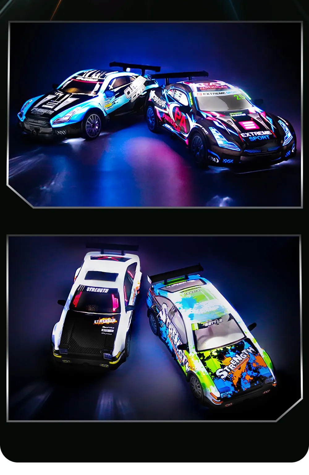 YL-102 YL-103 1/20 2.4G 4WD Drift RC Car On-Road Racing LED Light Vehicles Models RTR Toys Kids Childrens Gift
