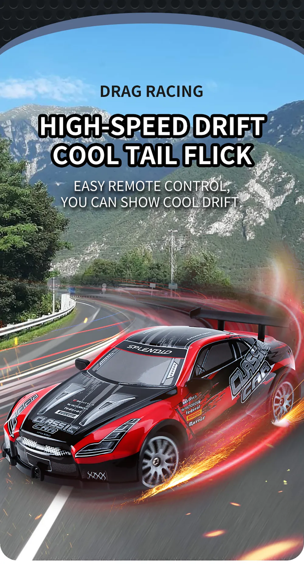 YL-102 YL-103 1/20 2.4G 4WD Drift RC Car On-Road Racing LED Light Vehicles Models RTR Toys Kids Childrens Gift