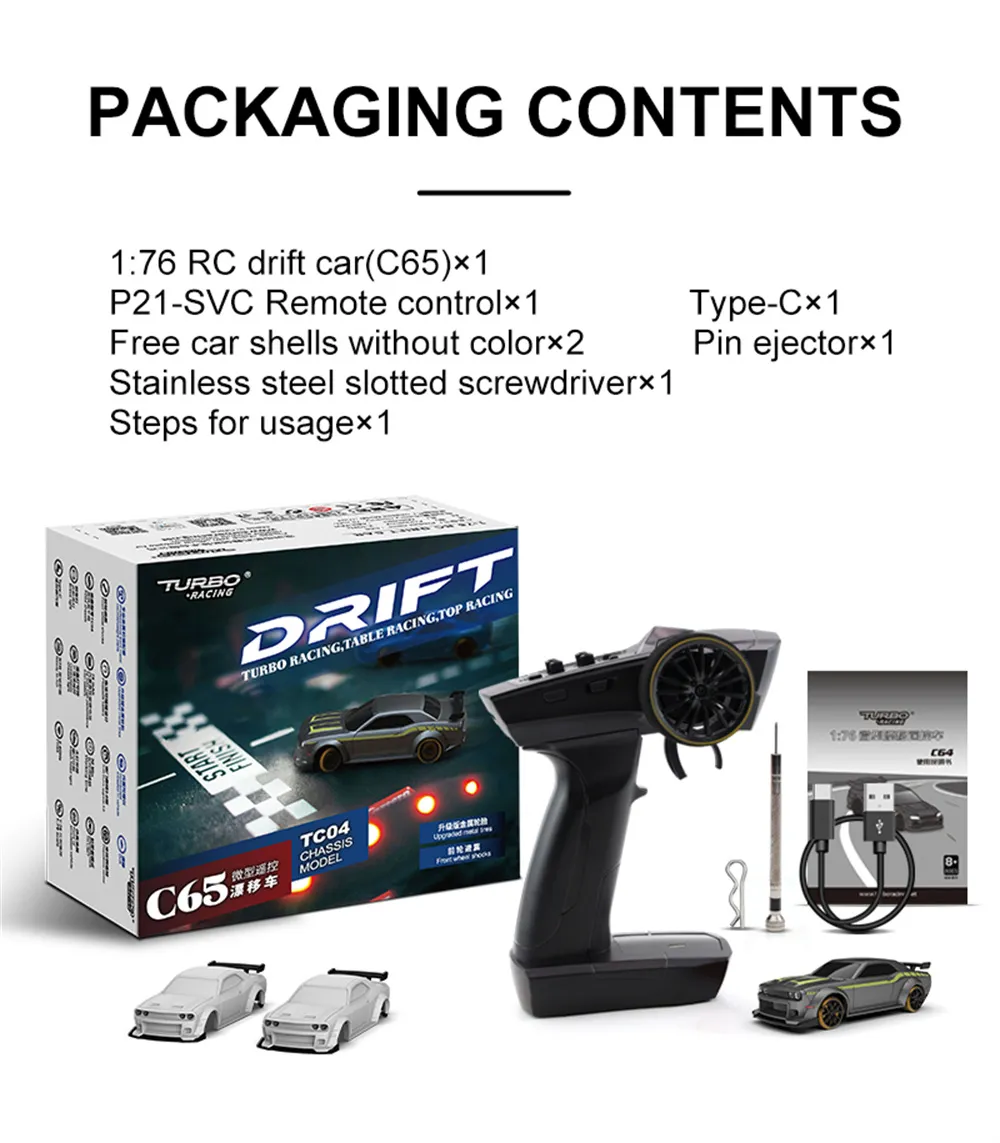 Turbo Racing C65 RTR 1/76 2.4G RWD Mini Drift RC Car Built In Gyro Chip Program Metal Counterweights CT04 Chassis Micro Sports Truck LED Lights Full Proportional Vehicles Model Kids Children Toys Turbo Racing C65 RTR 1/76 2.4G RWD Mini Drift RC Car Built In Gyro Chip Program Metal Counterweights CT04 Chassis Micro Sports Truck LED Lights Full Proportional Vehicles Model Kids Children Toys