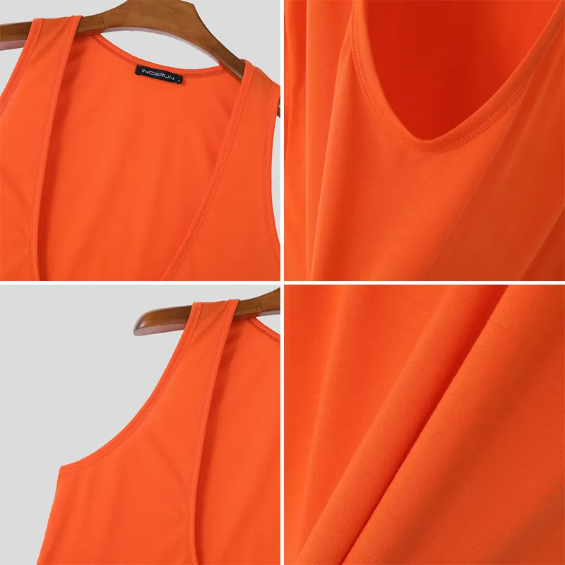 INCERUN Mens Fashion Solid Color U-shape Tank Top INCERUN Mens Fashion Solid Color U-shape Tank Top