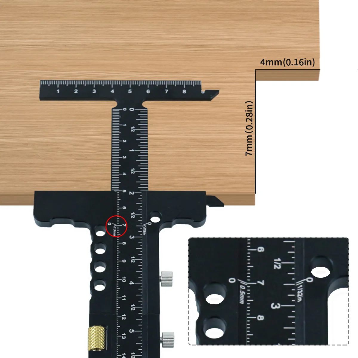 Premium Sliding Marking Gauge Aluminum Alloy Scribing Measuring Tool with Precision Depth Gauge And T-Square Ruler Premium Sliding Marking Gauge Aluminum Alloy Scribing Measuring Tool with Precision Depth Gauge And T-Square Ruler