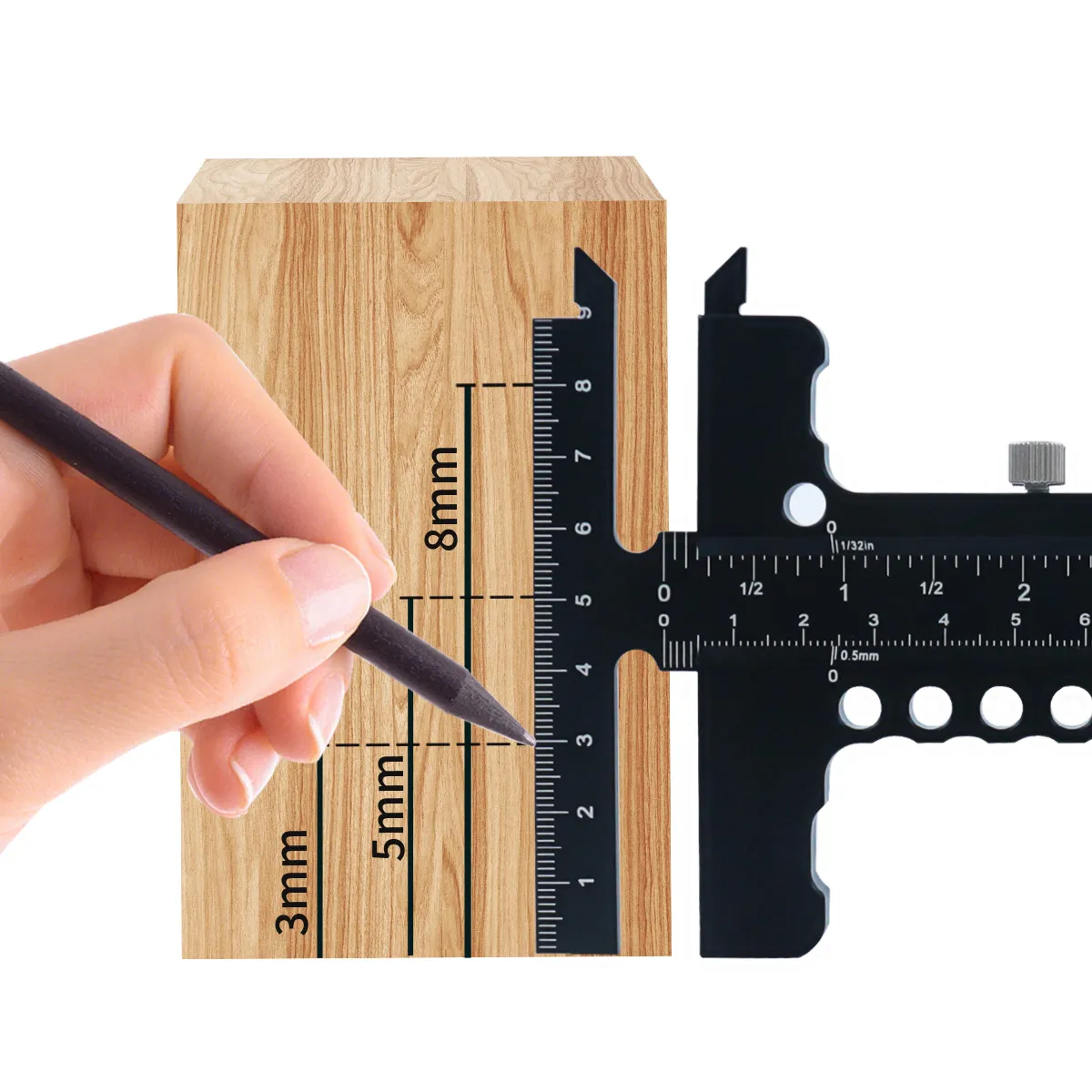 Premium Sliding Marking Gauge Aluminum Alloy Scribing Measuring Tool with Precision Depth Gauge And T-Square Ruler Premium Sliding Marking Gauge Aluminum Alloy Scribing Measuring Tool with Precision Depth Gauge And T-Square Ruler