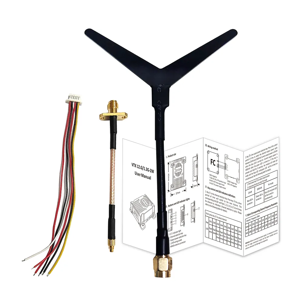 Trasmettitore FPV SJ Wireless 1.2G/1.3G 2W VTX PIT/25mW/800mW/2000mW DC7-36V MMCX per drone RC a lungo raggio