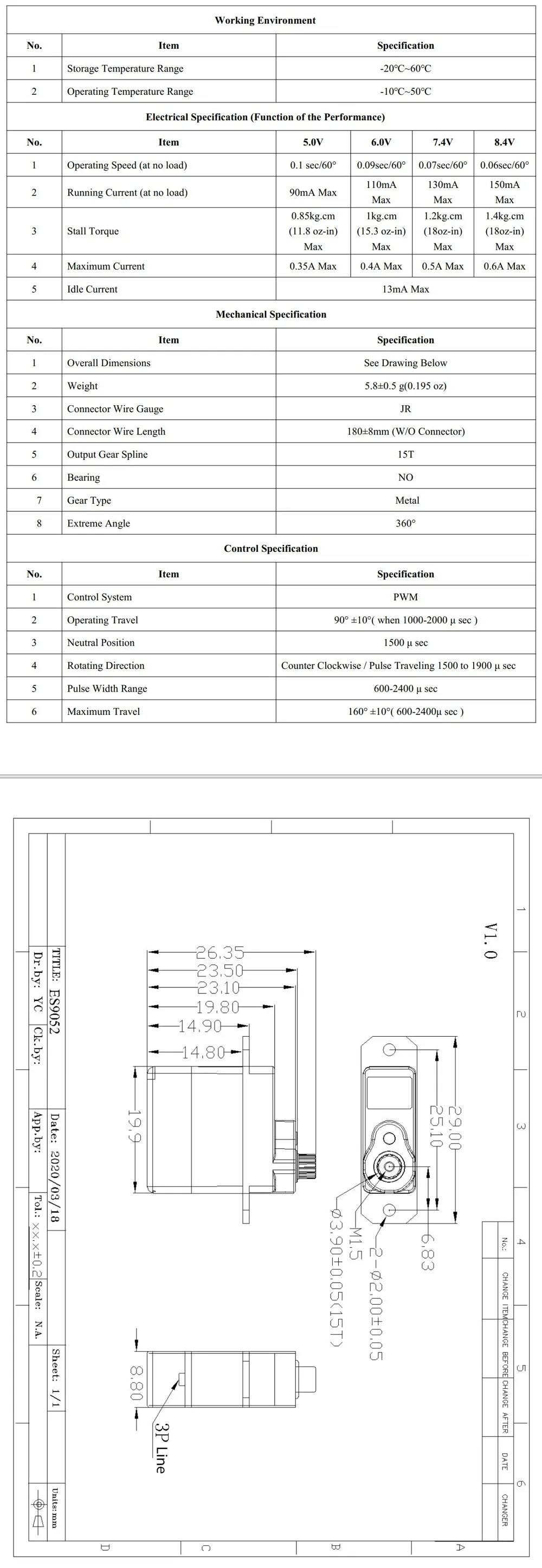 EMAX ES9052MD HV All-Purpose High Voltage Metal Gear Digital Servo