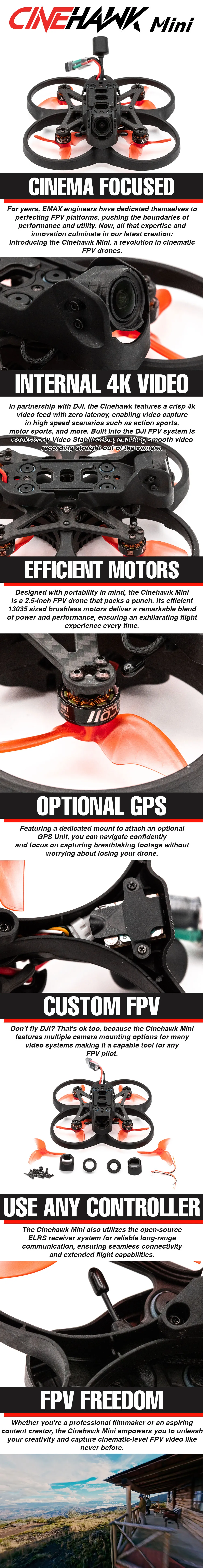 Emax CineHawk Mini 2.5 Inch ELRS FPV Racing Drone NO VTX NO Camera Support DJI O3 Walksnail Avatar HDZero Emax CineHawk Mini 2.5 Inch ELRS FPV Racing Drone NO VTX NO Camera Support DJI O3 Walksnail Avatar HDZero